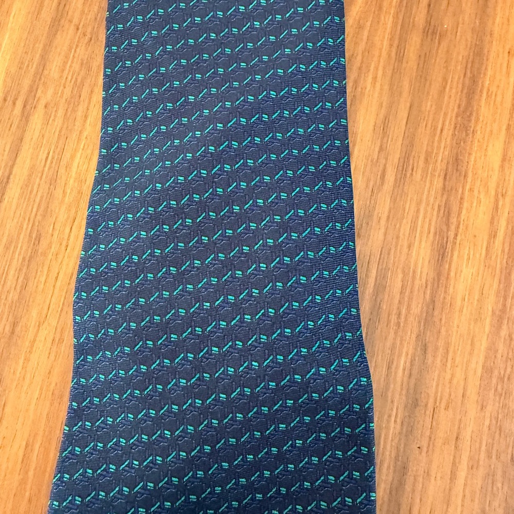 Barneys New York Teal Geometric Men's Tie